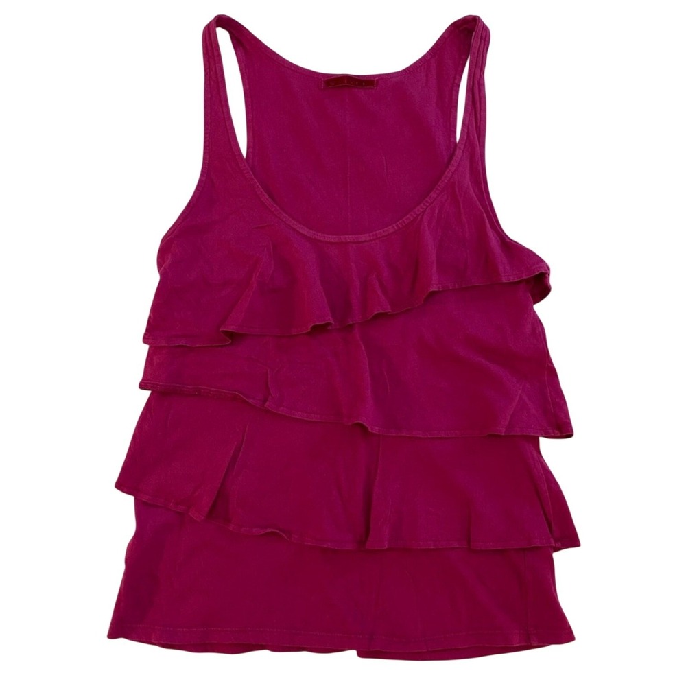 Velvet by Graham & Spencer Pink Ruffle Tiered Tank Top Size Small Women